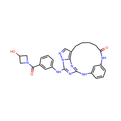 O=C1CCCCc2cnn3c(Nc4cccc(C(=O)N5CC(O)C5)c4)nc(nc23)Nc2cccc(c2)N1 ZINC000029129407