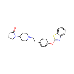 O=C1CCCN1C1CCN(CCc2ccc(Oc3nc4ccccc4s3)cc2)CC1 ZINC000038346899