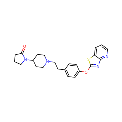 O=C1CCCN1C1CCN(CCc2ccc(Oc3nc4ncccc4s3)cc2)CC1 ZINC000095560316