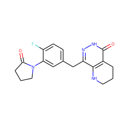 O=C1CCCN1c1cc(Cc2n[nH]c(=O)c3c2NCCC3)ccc1F ZINC000084689214