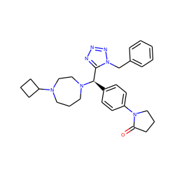 O=C1CCCN1c1ccc([C@H](c2nnnn2Cc2ccccc2)N2CCCN(C3CCC3)CC2)cc1 ZINC000058609152