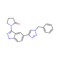 O=C1CCCN1c1n[nH]c2ccc(-c3cn(Cc4ccccc4)nn3)cc12 ZINC000147488387