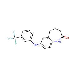 O=C1CCCc2cc(Nc3cccc(C(F)(F)F)c3)ccc2N1 ZINC000169353128