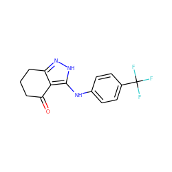 O=C1CCCc2n[nH]c(Nc3ccc(C(F)(F)F)cc3)c21 ZINC000013781031