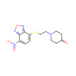 O=C1CCN(CCSc2ccc([N+](=O)[O-])c3nonc23)CC1 ZINC000299825115