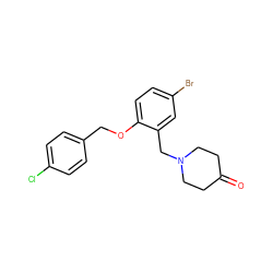 O=C1CCN(Cc2cc(Br)ccc2OCc2ccc(Cl)cc2)CC1 ZINC000028822086