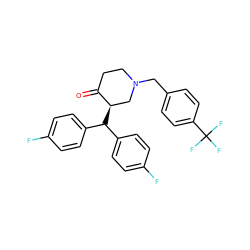 O=C1CCN(Cc2ccc(C(F)(F)F)cc2)C[C@H]1C(c1ccc(F)cc1)c1ccc(F)cc1 ZINC000072106548