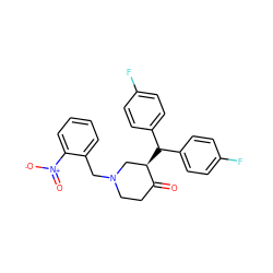 O=C1CCN(Cc2ccccc2[N+](=O)[O-])C[C@H]1C(c1ccc(F)cc1)c1ccc(F)cc1 ZINC000072106069