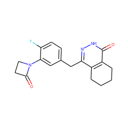 O=C1CCN1c1cc(Cc2n[nH]c(=O)c3c2CCCC3)ccc1F ZINC000139738779