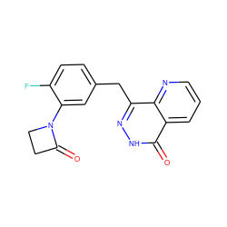 O=C1CCN1c1cc(Cc2n[nH]c(=O)c3cccnc23)ccc1F ZINC000167182011