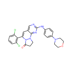 O=C1CCN2c3nc(Nc4ccc(N5CCOCC5)cc4)ncc3C=C(c3c(Cl)cccc3Cl)N12 ZINC000034804557