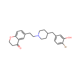 O=C1CCOc2ccc(CCN3CCC(Cc4ccc(Br)c(O)c4)CC3)cc21 ZINC000169703926