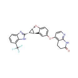 O=C1CCc2c(Oc3ccc4c(c3)[C@@H]3[C@@H](O4)[C@H]3c3nc4cccc(C(F)(F)F)c4[nH]3)ccnc2N1 ZINC000150325779