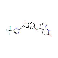 O=C1CCc2c(Oc3ccc4c(c3)[C@@H]3[C@@H](O4)[C@H]3c3ncc(C(F)(F)F)[nH]3)ccnc2N1 ZINC000207795831