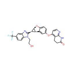 O=C1CCc2c(Oc3ccc4c(c3)[C@@H]3[C@H](O4)[C@@H]3c3nc4cc(C(F)(F)F)ccc4n3CCO)ccnc2N1 ZINC000072291428