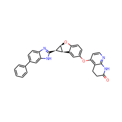 O=C1CCc2c(Oc3ccc4c(c3)[C@@H]3[C@H](O4)[C@@H]3c3nc4ccc(-c5ccccc5)cc4[nH]3)ccnc2N1 ZINC000150335806