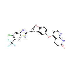 O=C1CCc2c(Oc3ccc4c(c3)[C@@H]3[C@H](O4)[C@H]3c3nc4cc(C(F)(F)F)c(Cl)cc4[nH]3)ccnc2N1 ZINC000072291451