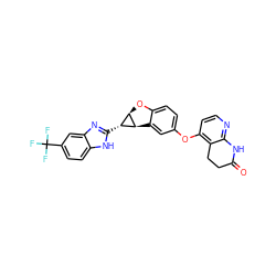 O=C1CCc2c(Oc3ccc4c(c3)[C@@H]3[C@H](O4)[C@H]3c3nc4cc(C(F)(F)F)ccc4[nH]3)ccnc2N1 ZINC000068764621