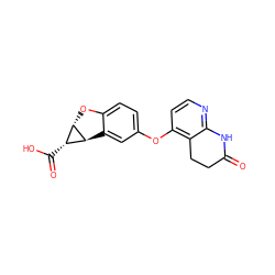 O=C1CCc2c(Oc3ccc4c(c3)[C@H]3[C@H](C(=O)O)[C@@H]3O4)ccnc2N1 ZINC000150294661