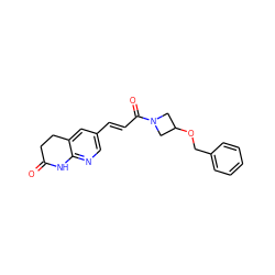 O=C1CCc2cc(/C=C/C(=O)N3CC(OCc4ccccc4)C3)cnc2N1 ZINC000169707520