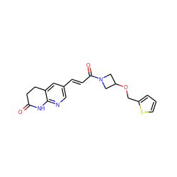 O=C1CCc2cc(/C=C/C(=O)N3CC(OCc4cccs4)C3)cnc2N1 ZINC000072315124