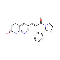 O=C1CCc2cc(/C=C/C(=O)N3CCC[C@@H]3c3ccccc3)cnc2N1 ZINC000169707509