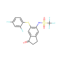 O=C1CCc2cc(NS(=O)(=O)C(F)(F)F)c(Sc3ccc(F)cc3F)cc21 ZINC000013744790