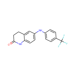 O=C1CCc2cc(Nc3ccc(C(F)(F)F)cc3)ccc2N1 ZINC000169353096