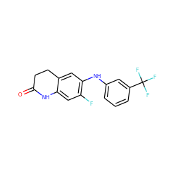 O=C1CCc2cc(Nc3cccc(C(F)(F)F)c3)c(F)cc2N1 ZINC000169353130