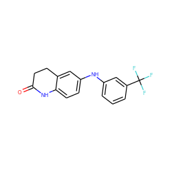 O=C1CCc2cc(Nc3cccc(C(F)(F)F)c3)ccc2N1 ZINC000169353093