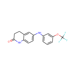 O=C1CCc2cc(Nc3cccc(OC(F)(F)F)c3)ccc2N1 ZINC000169353108