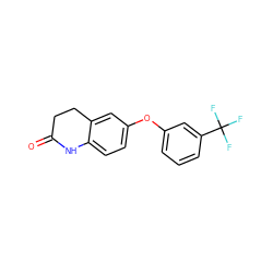 O=C1CCc2cc(Oc3cccc(C(F)(F)F)c3)ccc2N1 ZINC000169353094