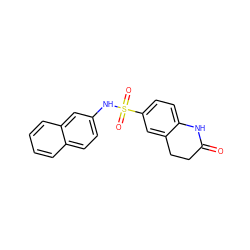 O=C1CCc2cc(S(=O)(=O)Nc3ccc4ccccc4c3)ccc2N1 ZINC000007417444