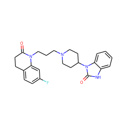 O=C1CCc2ccc(F)cc2N1CCCN1CCC(n2c(=O)[nH]c3ccccc32)CC1 ZINC000084705089