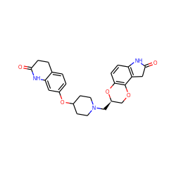 O=C1CCc2ccc(OC3CCN(C[C@@H]4COc5c(ccc6c5CC(=O)N6)O4)CC3)cc2N1 ZINC000049052025