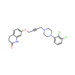 O=C1CCc2ccc(OCC#CCN3CCN(c4cccc(Cl)c4Cl)CC3)cc2N1 ZINC000095554397