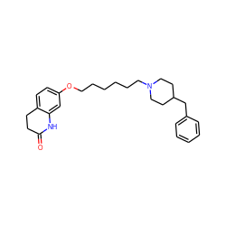 O=C1CCc2ccc(OCCCCCCN3CCC(Cc4ccccc4)CC3)cc2N1 ZINC000144463996