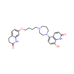 O=C1CCc2ccc(OCCCCN3CCCN(c4ccc(O)c5[nH]c(=O)ccc45)CC3)cc2N1 ZINC001772598940