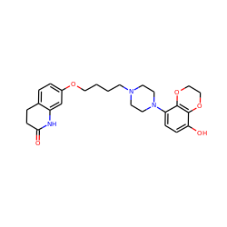 O=C1CCc2ccc(OCCCCN3CCN(c4ccc(O)c5c4OCCO5)CC3)cc2N1 ZINC001772625112