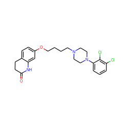 O=C1CCc2ccc(OCCCCN3CCN(c4cccc(Cl)c4Cl)CC3)cc2N1 ZINC000001851149