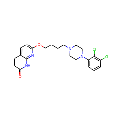 O=C1CCc2ccc(OCCCCN3CCN(c4cccc(Cl)c4Cl)CC3)nc2N1 ZINC000071316084