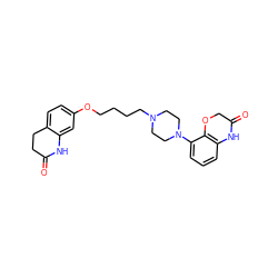 O=C1CCc2ccc(OCCCCN3CCN(c4cccc5c4OCC(=O)N5)CC3)cc2N1 ZINC000113398819