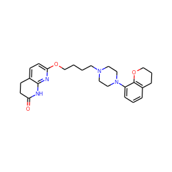 O=C1CCc2ccc(OCCCCN3CCN(c4cccc5c4OCCC5)CC3)nc2N1 ZINC000071329713