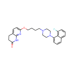 O=C1CCc2ccc(OCCCCN3CCN(c4cccc5cccc(F)c45)CC3)nc2N1 ZINC000035971574