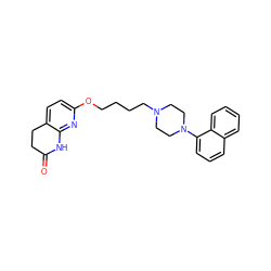 O=C1CCc2ccc(OCCCCN3CCN(c4cccc5ccccc45)CC3)nc2N1 ZINC000034962169