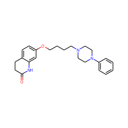 O=C1CCc2ccc(OCCCCN3CCN(c4ccccc4)CC3)cc2N1 ZINC000027722725