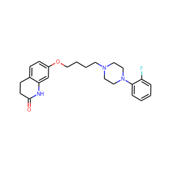 O=C1CCc2ccc(OCCCCN3CCN(c4ccccc4F)CC3)cc2N1 ZINC000027724935