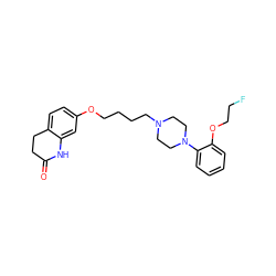 O=C1CCc2ccc(OCCCCN3CCN(c4ccccc4OCCF)CC3)cc2N1 ZINC000072112249