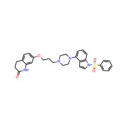 O=C1CCc2ccc(OCCCN3CCN(c4cccc5c4ccn5S(=O)(=O)c4ccccc4)CC3)cc2N1 ZINC000148584127