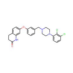 O=C1CCc2ccc(Oc3cccc(CN4CCN(c5cccc(Cl)c5Cl)CC4)c3)cc2N1 ZINC000095552101